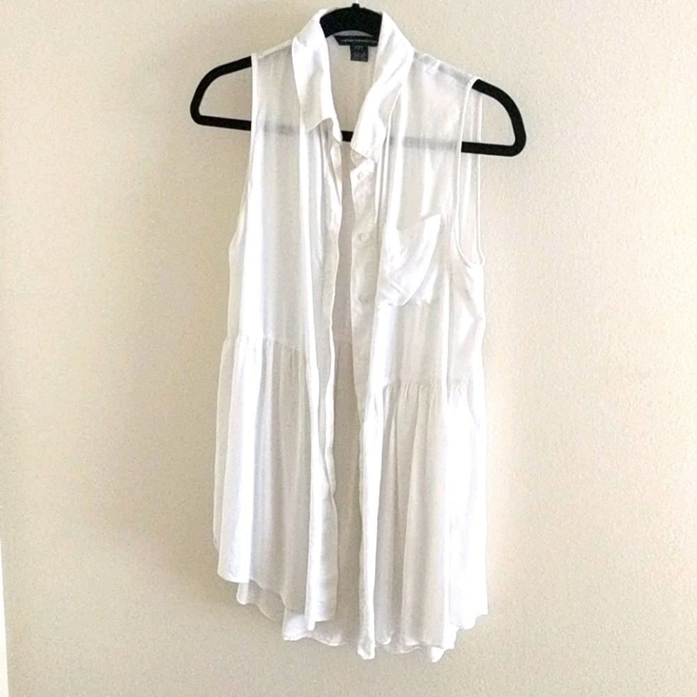 French connection white flowy top/beach cover up